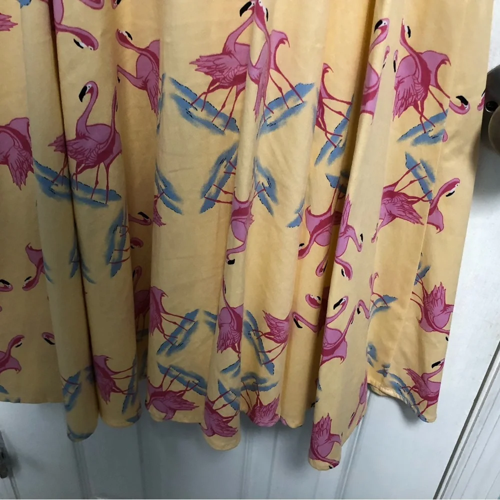 Hearts & Roses London Flamingo Print Retro Swing Dress Rockabilly Pinup Summer 4 - Picture 9 of 15